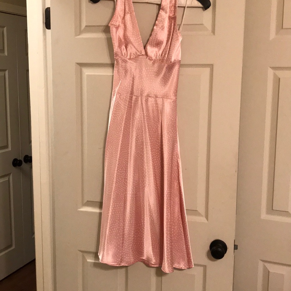 Pink and white polka dot Halter dress